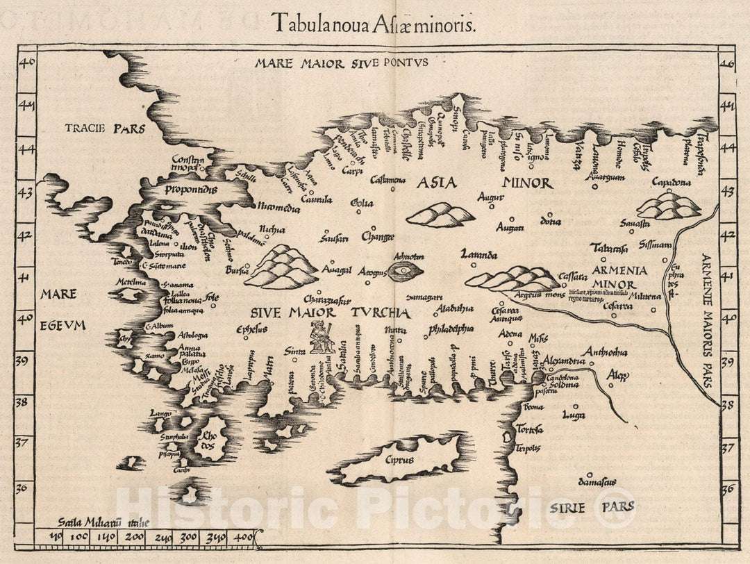 Historic Map : Tabula noua Asiae minoris, 1541, Vintage Wall Art