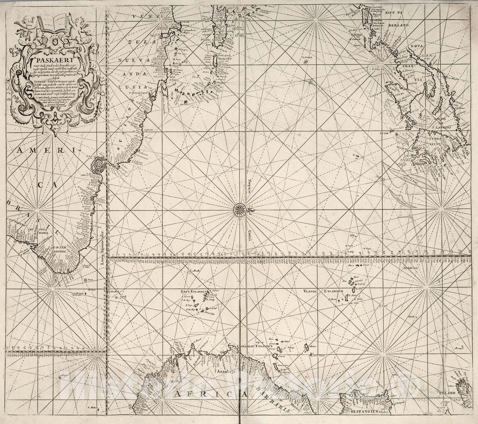 Historic Map : Paskaert (Atlantic Ocean)., 1680, Vintage Wall Art