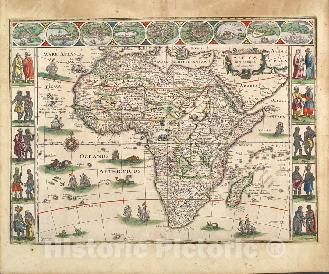 Historic Map : Africae novo descriptio., 1630, Vintage Wall Art