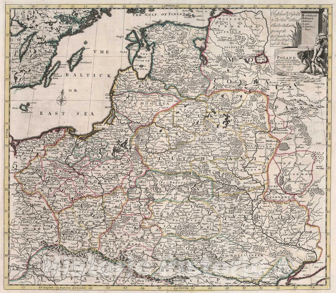 Historic Map : Poland., 1719, Vintage Wall Art