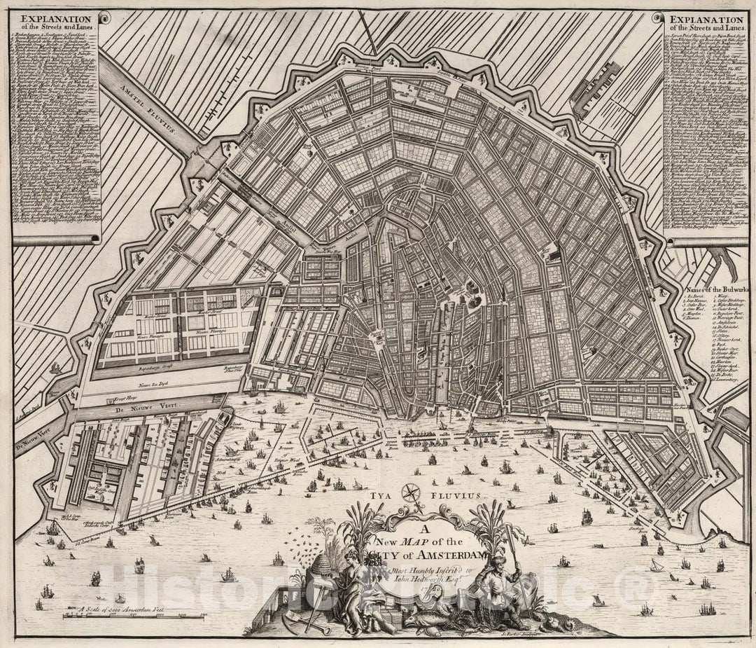 Historic Map : Map of the City of Amsterdam., 1720, Vintage Wall Art