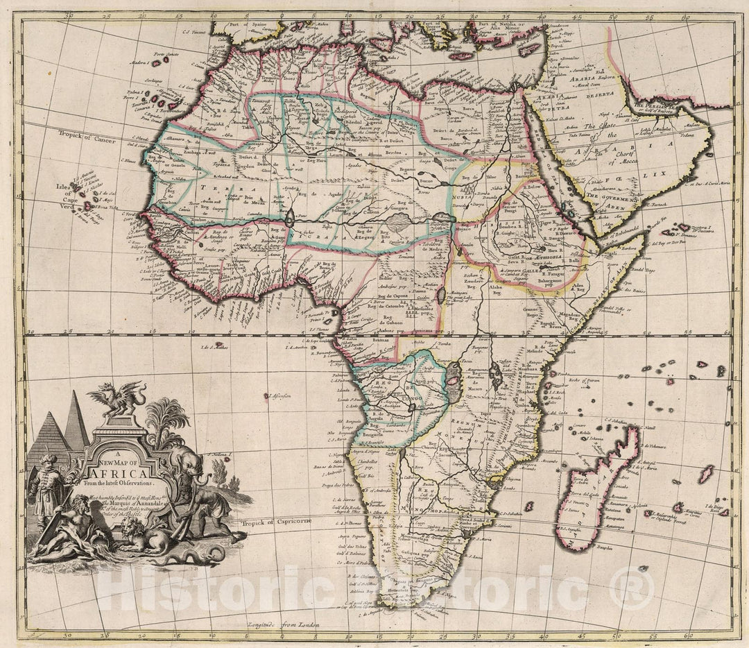 Historic Map : New Map of Africa., 1721, Vintage Wall Art