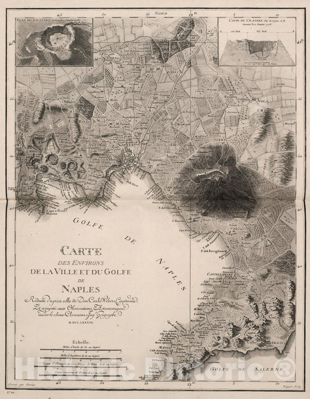 Historic Map : Carte des Environs de la Ville et du Golfe de Naples., 1778, Vintage Wall Art