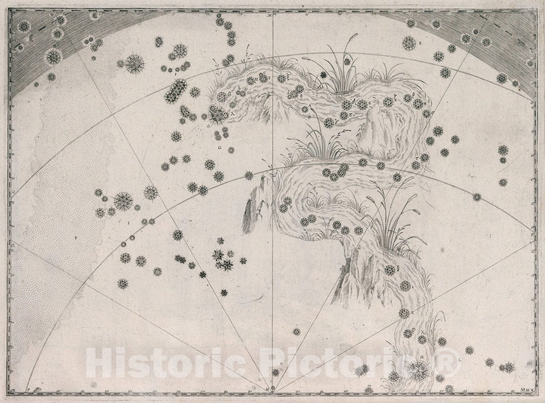 Historic Map : Constellation: Eridanus, the River., 1655, Vintage Wall Art