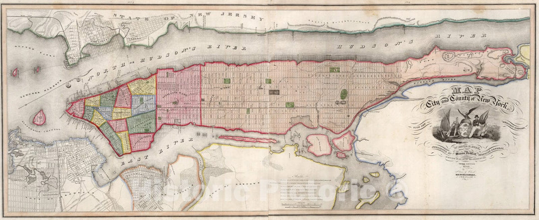 Historic Map : Map of the City and County of New York., 1840, Vintage Wall Art