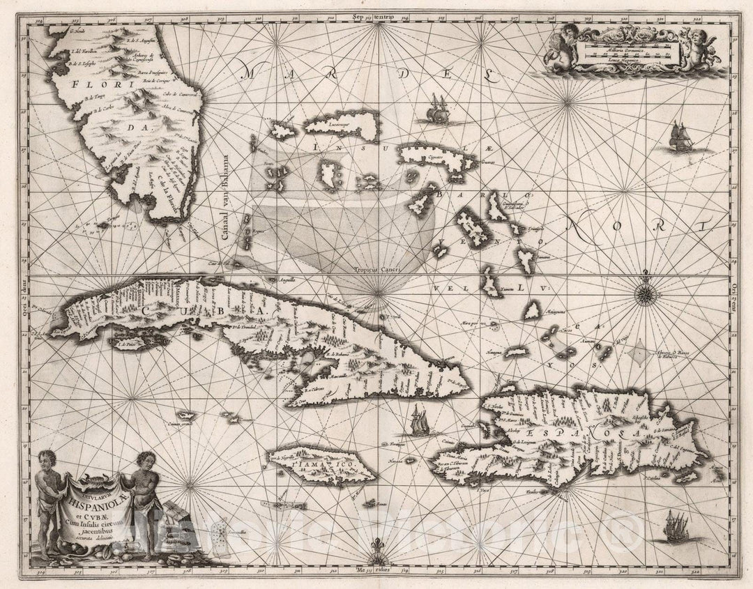 Historic Map : Insularum Hispaniolae et Cubae., 1650, Vintage Wall Art