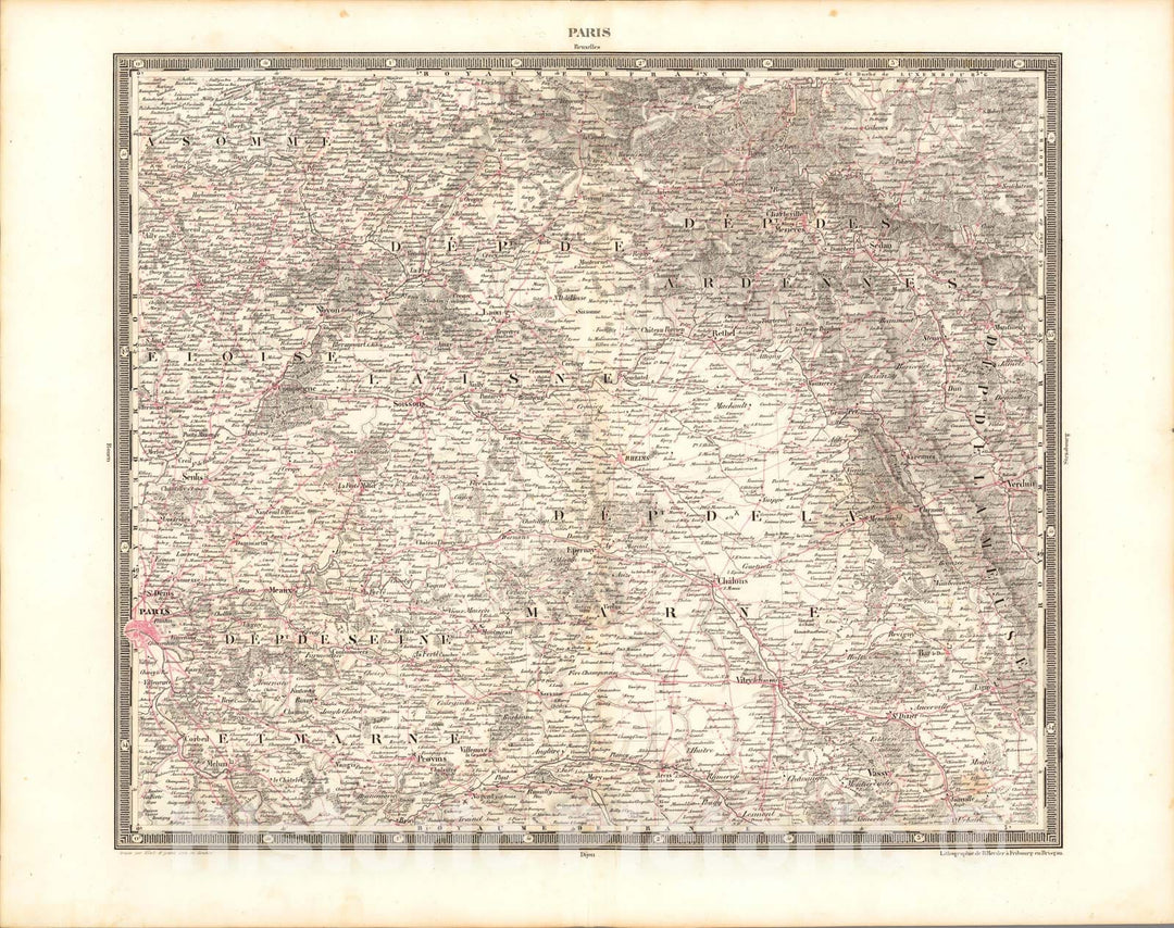 Historic Map : Paris, 1838, Vintage Wall Art