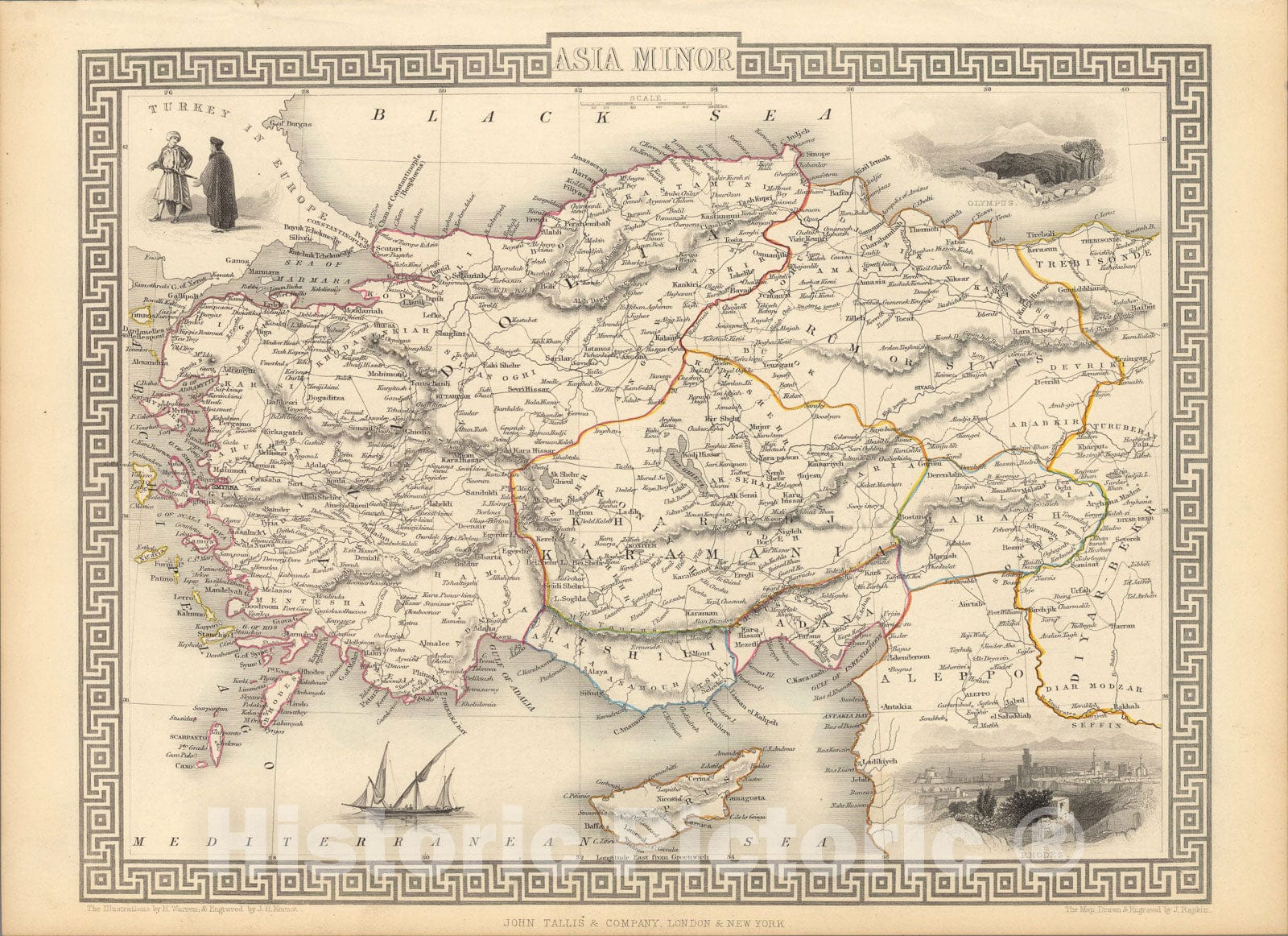 Historic Map : Asia Minor., 1851, Vintage Wall Art