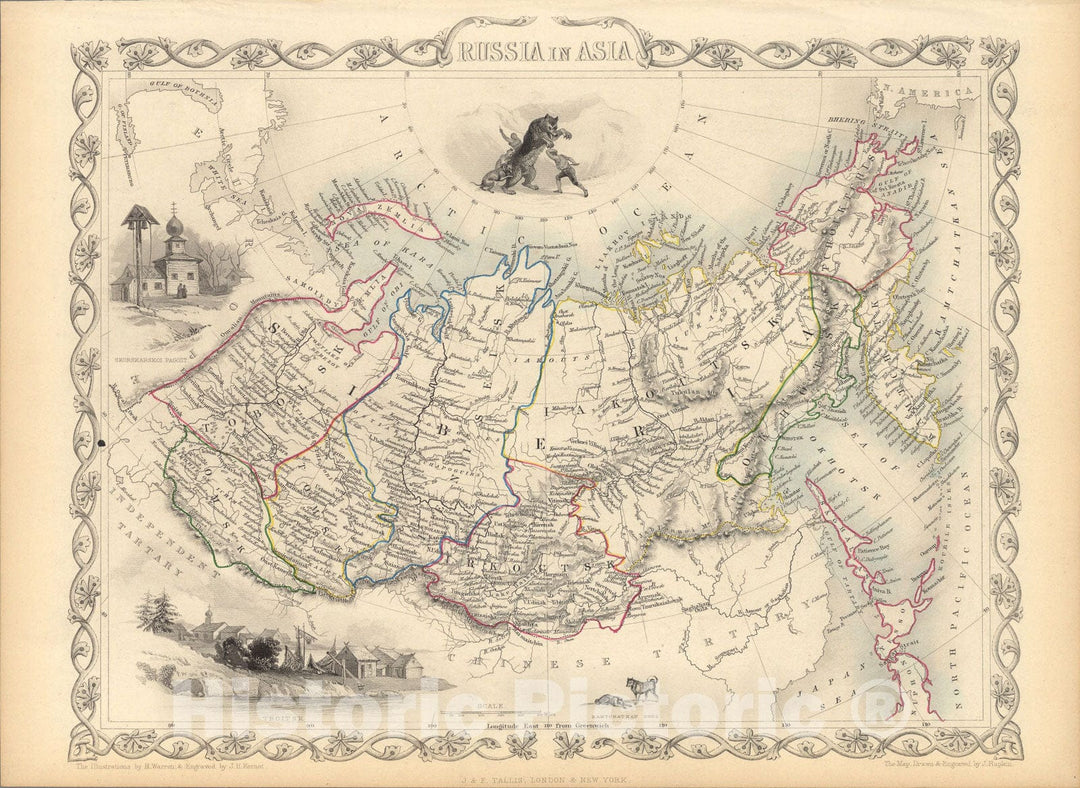 Historic Map : Russia In Asia., 1851, Vintage Wall Art