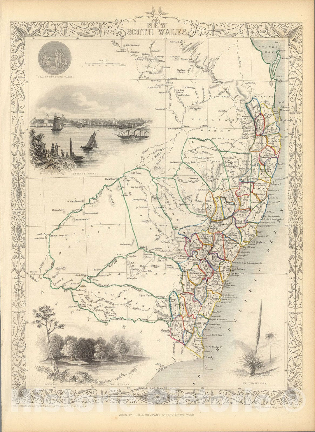 Historic Map : New South Wales., 1851, Vintage Wall Art