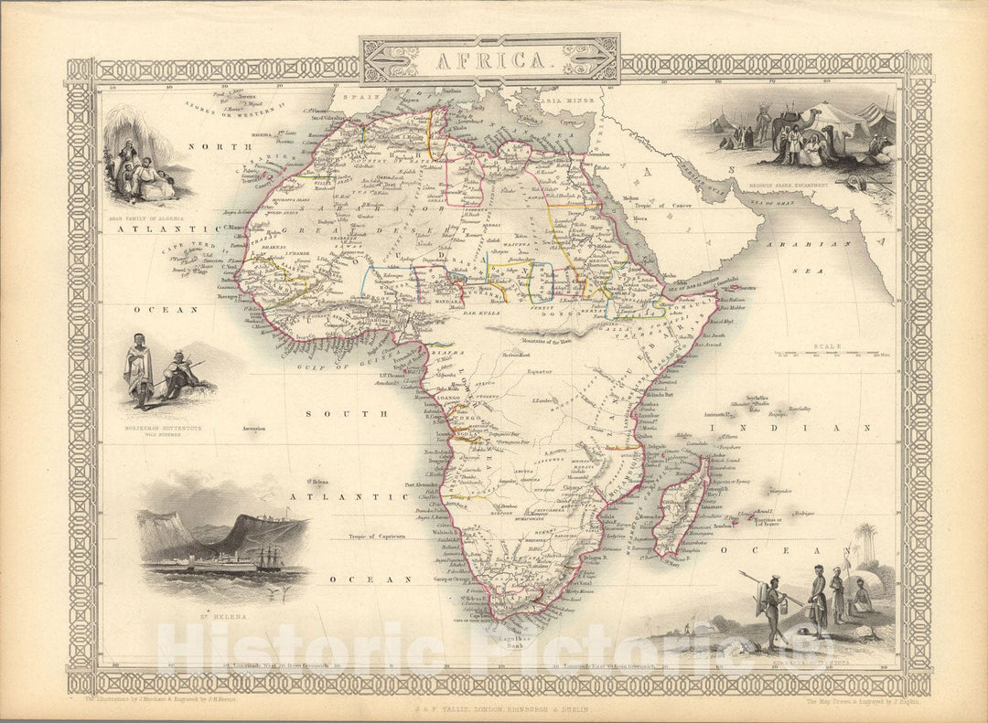 Historic Map : Africa., 1851, Vintage Wall Art