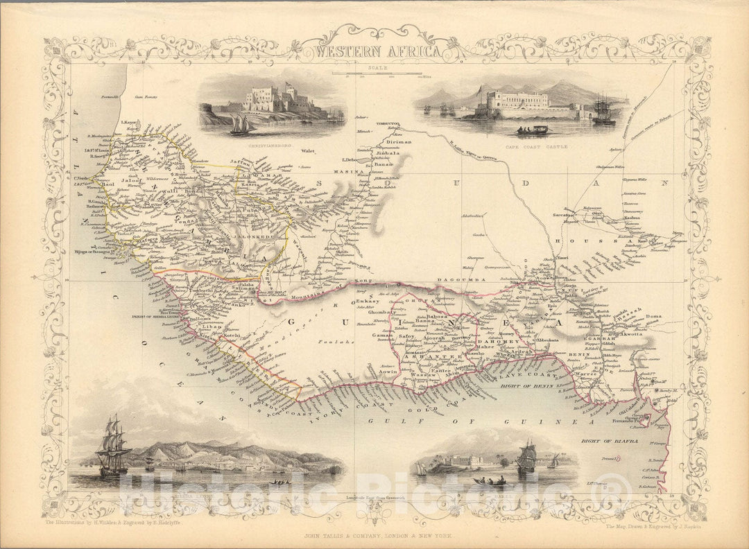 Historic Map : Western Africa., 1851, Vintage Wall Art