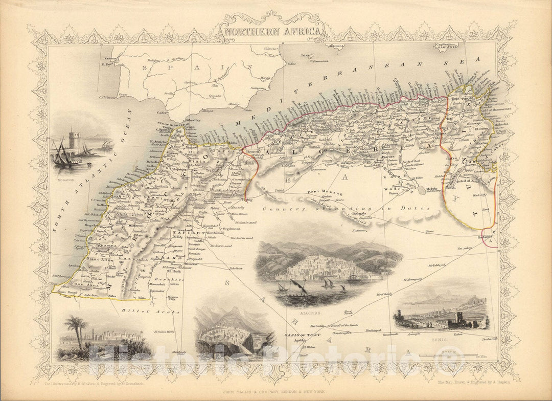 Historic Map : Northern Africa., 1851, Vintage Wall Art