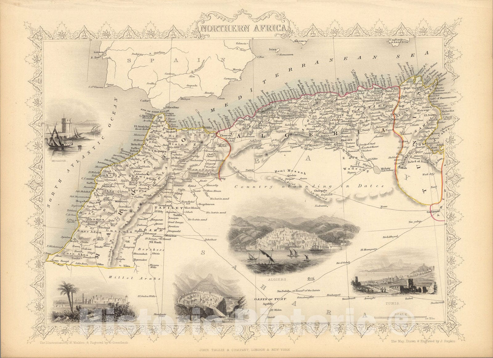 Historic Map : Northern Africa., 1851, Vintage Wall Art