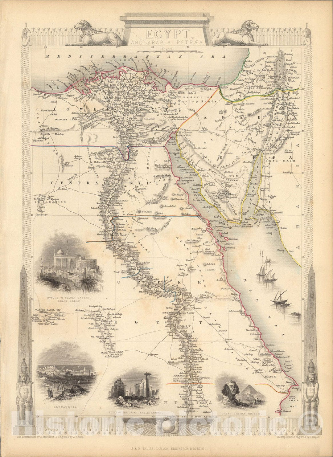 Historic Map : Egypt, And Arabia Petraea., 1851, Vintage Wall Art