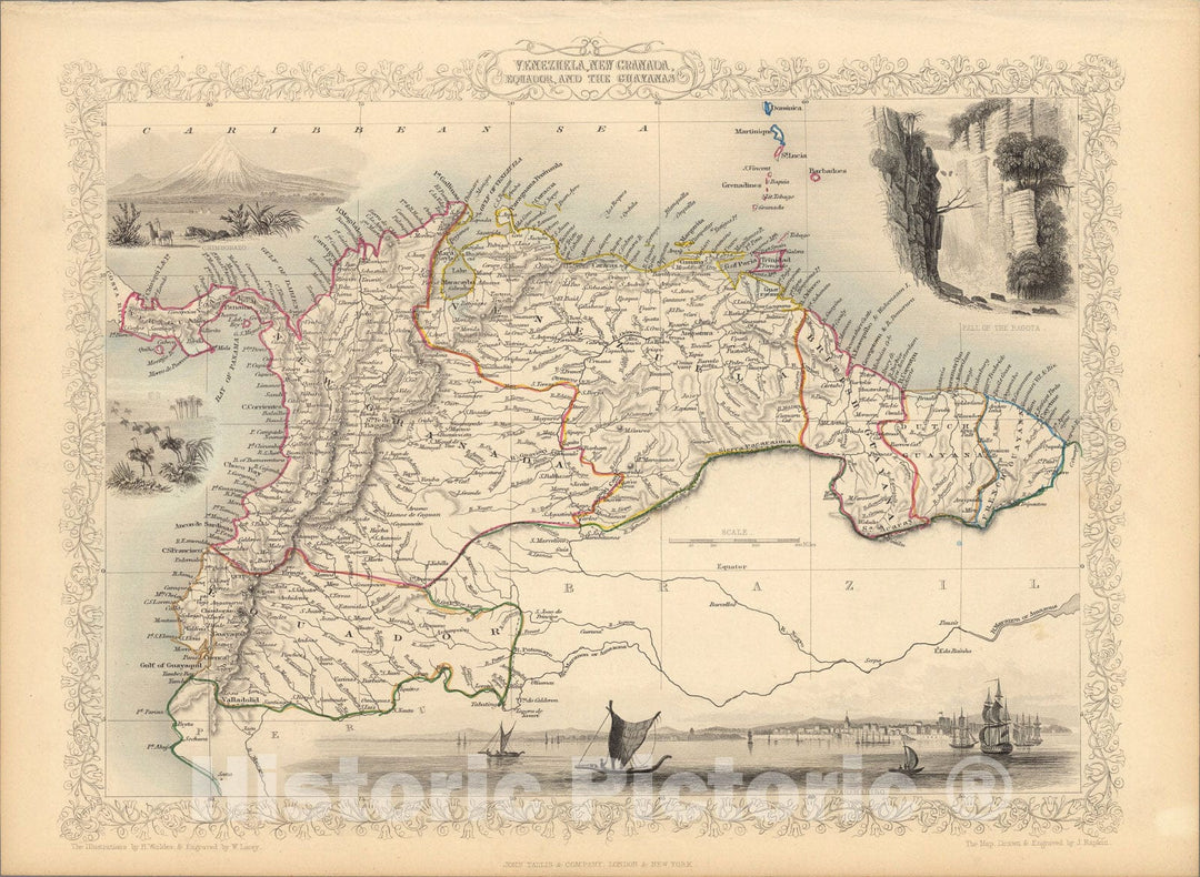 Historic Map : Venezuela, New Granada, Equador, and the Guayanas., 1851, Vintage Wall Art