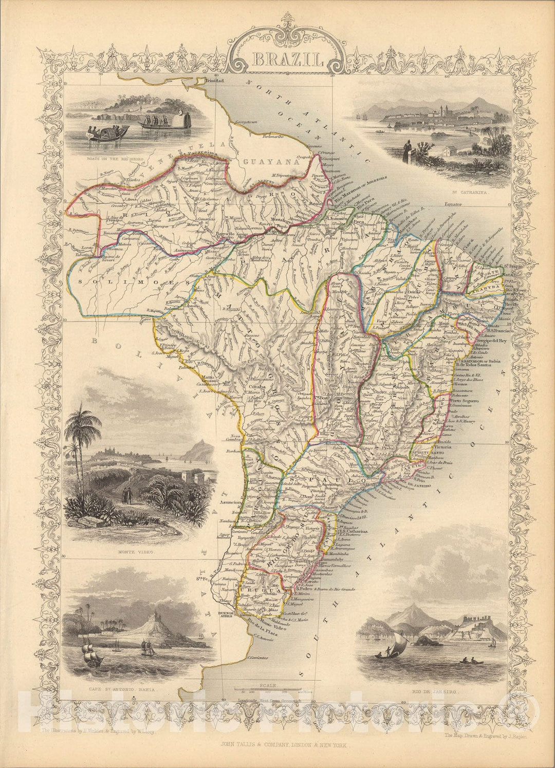 Historic Map : Brazil., 1851, Vintage Wall Art