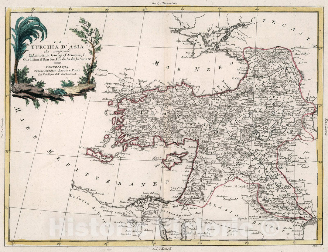 Historic Map : La Turchia dAsia, 1784, Vintage Wall Art