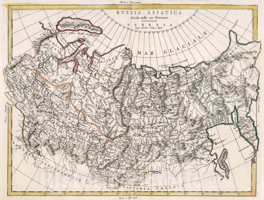 Historic Map : Russia Asiatica, 1784, Vintage Wall Art