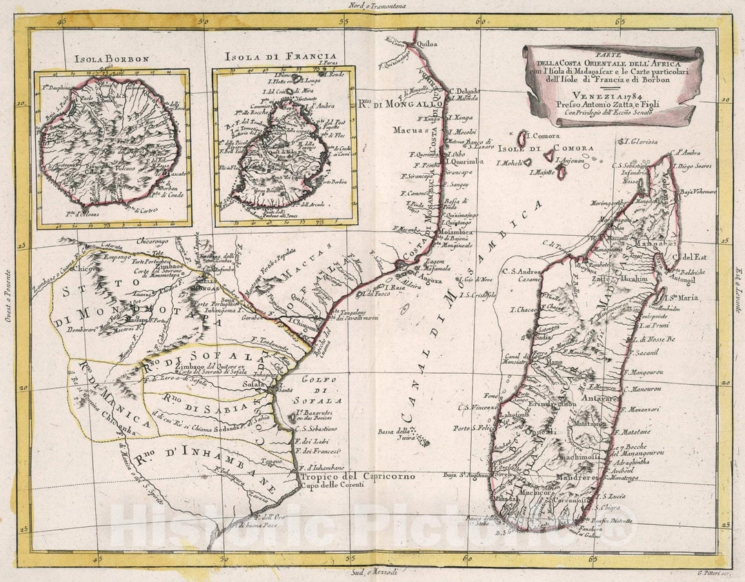 Historic Map : Parte della costa orientale dell Africa, 1784, Vintage Wall Art