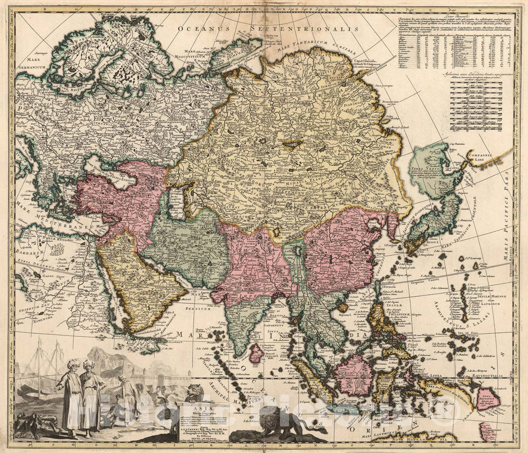 Historic Map : L Asiae in Tabula Geographica Delineatio, 1740, Vintage Wall Art