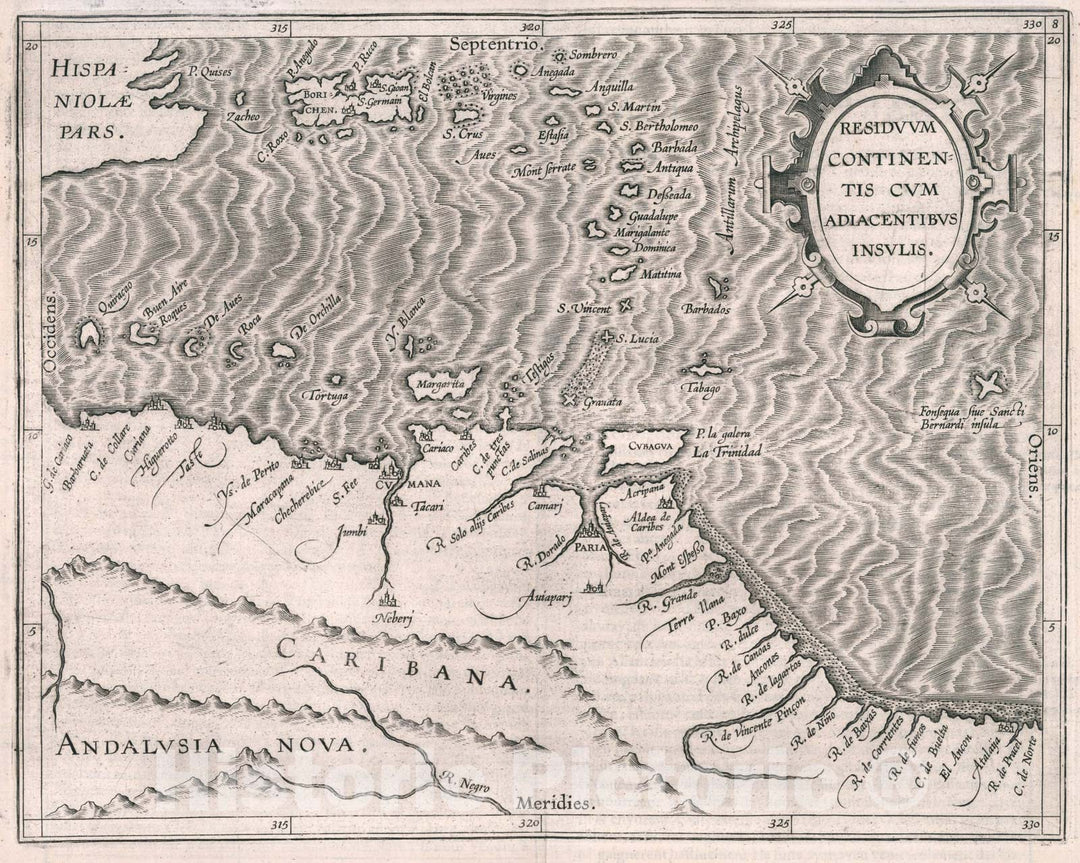 Historic Map : Residuum continentis cum adiacentibus insulis, 1597, Vintage Wall Art