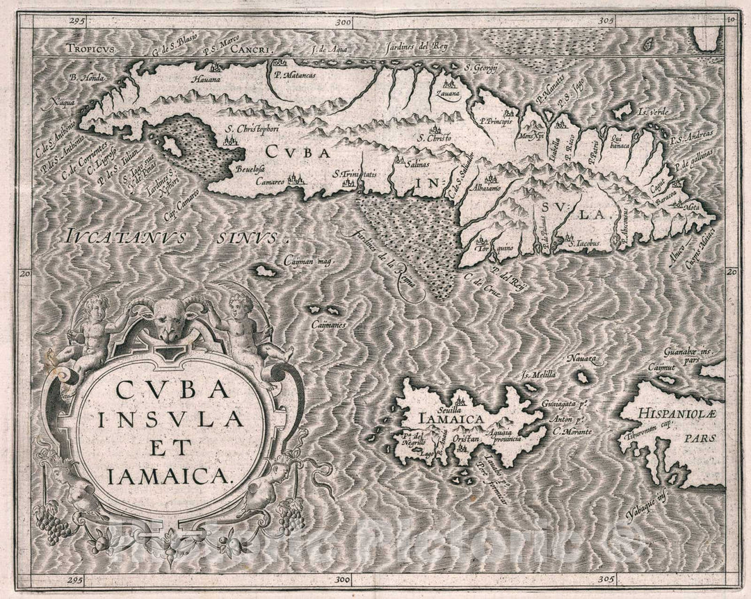 Historic Map : Cuba Insula et Jamaica, 1611, Vintage Wall Art