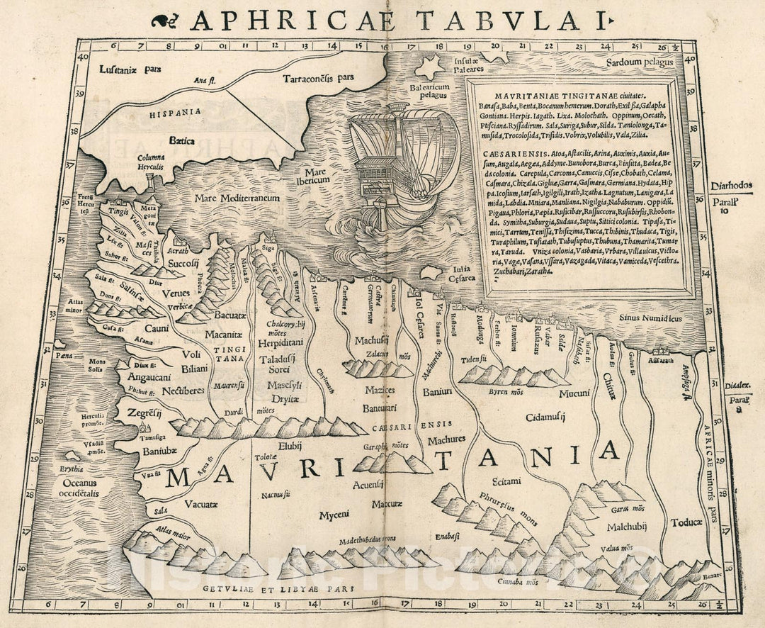 Historic Map : Aphricae tabula I, 1540, Vintage Wall Art