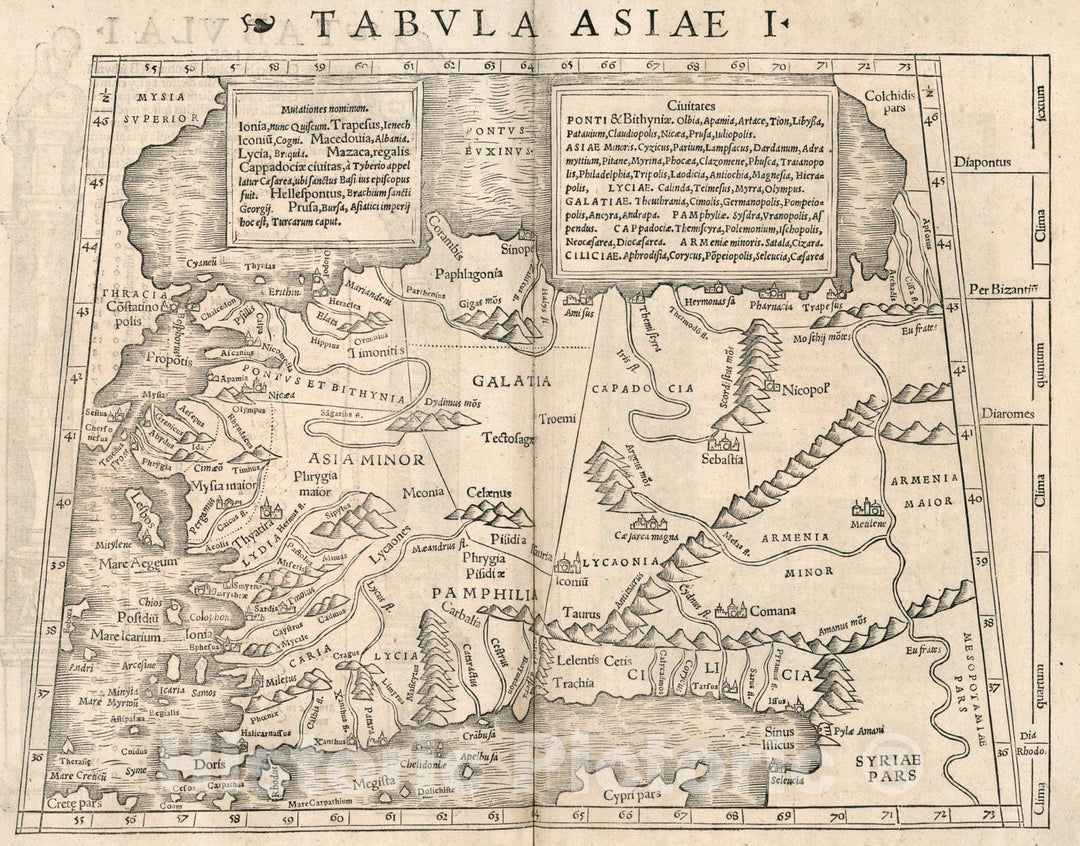 Historic Map : Tabula Asiae I, 1540, Vintage Wall Art