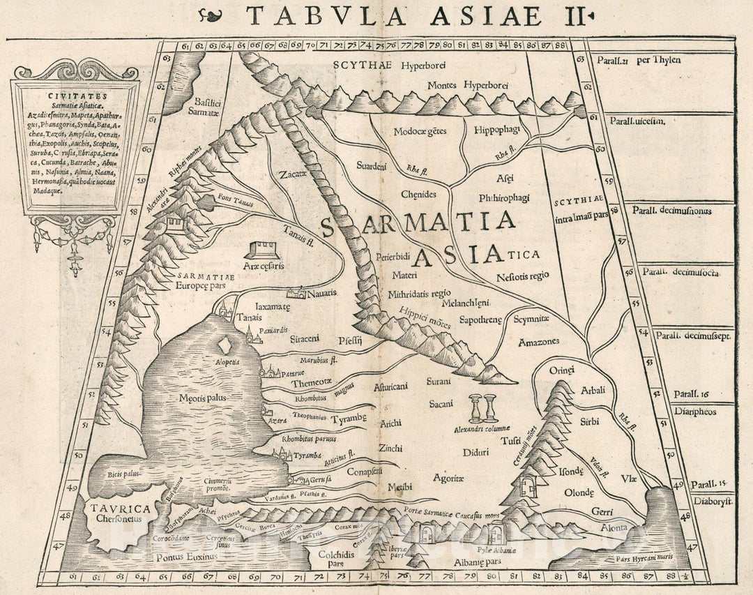 Historic Map : Tabula Asiae II, 1540, Vintage Wall Art