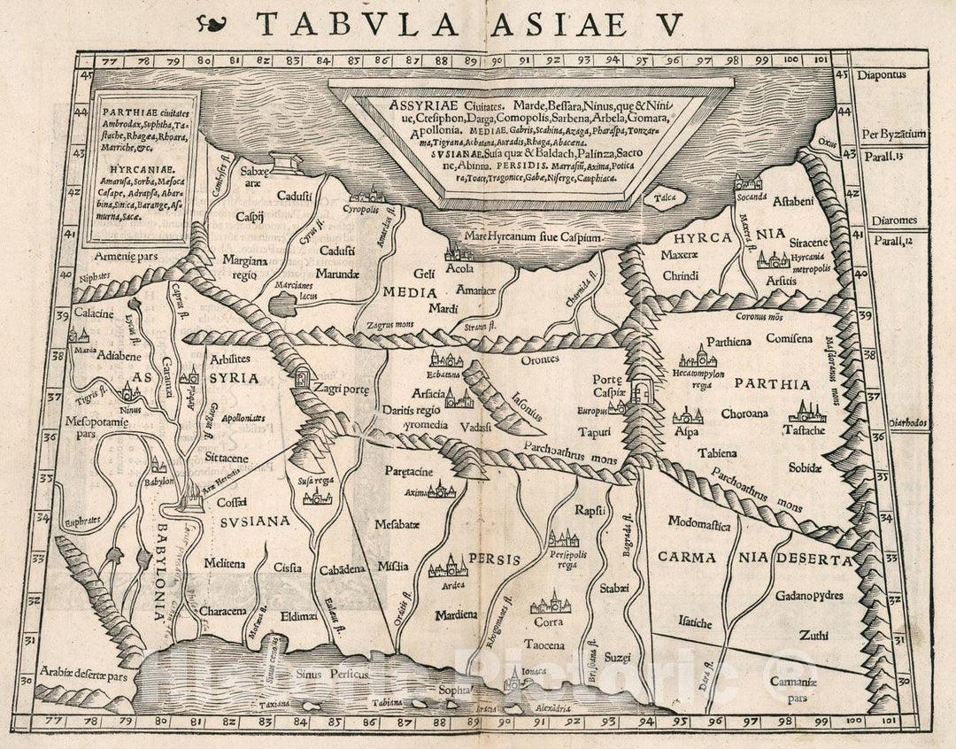 Historic Map : Taula Asiae V, 1540, Vintage Wall Art