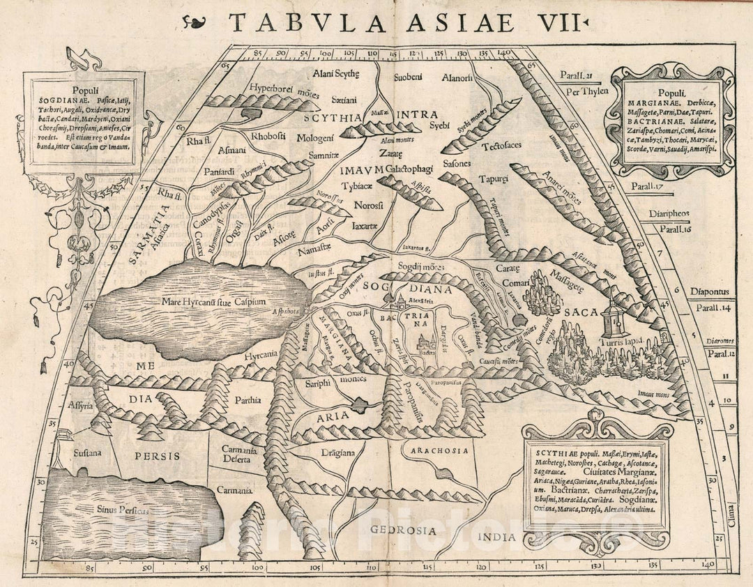 Historic Map : Tabula Asiae VII, 1540, Vintage Wall Art