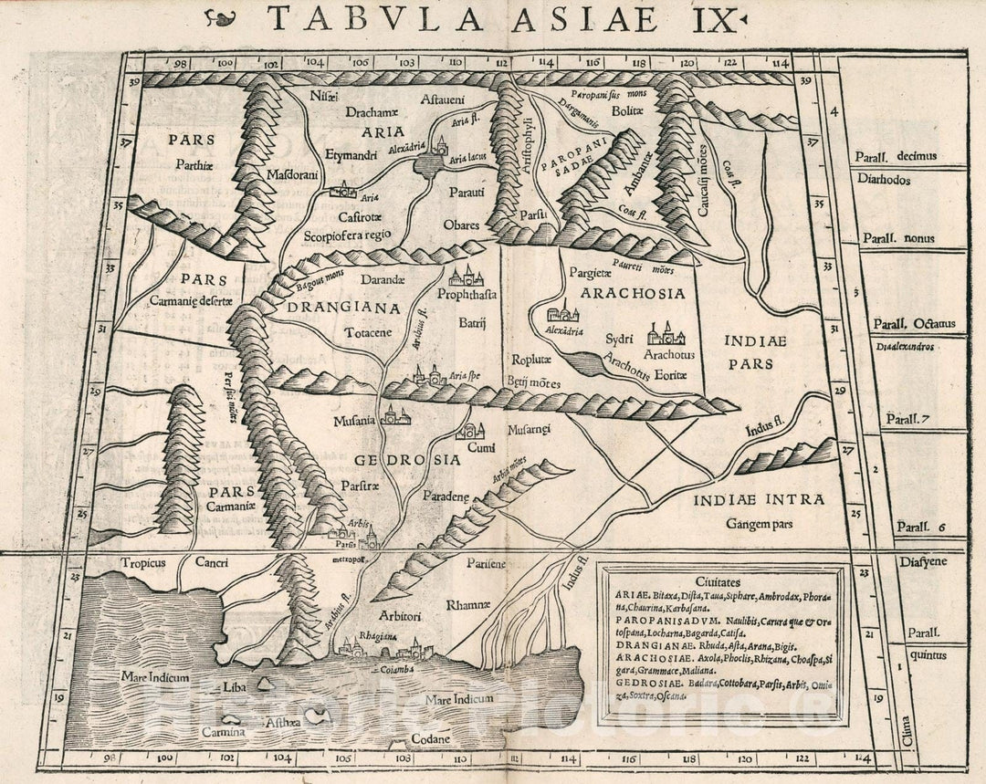 Historic Map : Tabula Asiae IX, 1540, Vintage Wall Art