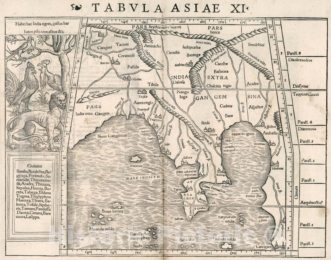 Historic Map : Tabula Asiae XI, 1540, Vintage Wall Art