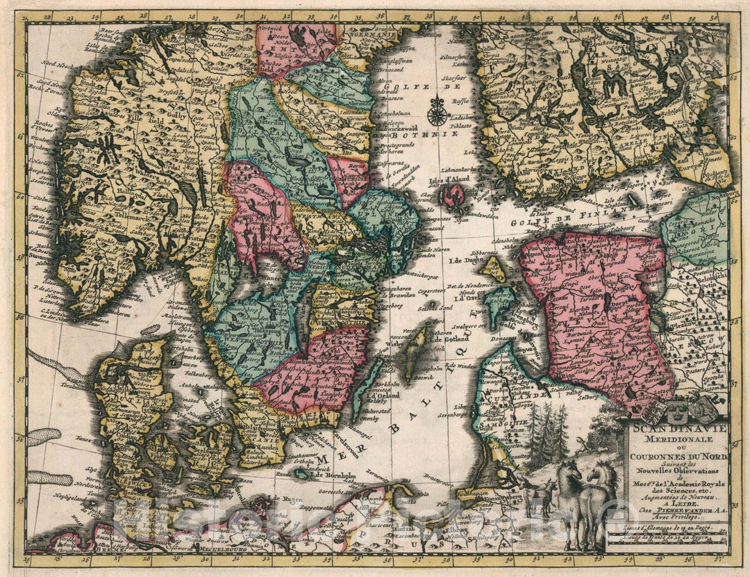 Historic Map - Scandinavie Meridionale ou Couronnes Du Nord Suivant/Southern Part of Scandinavia and the Baltic Sea and contiguous coastlines, 1700 - Vintage Wall Art