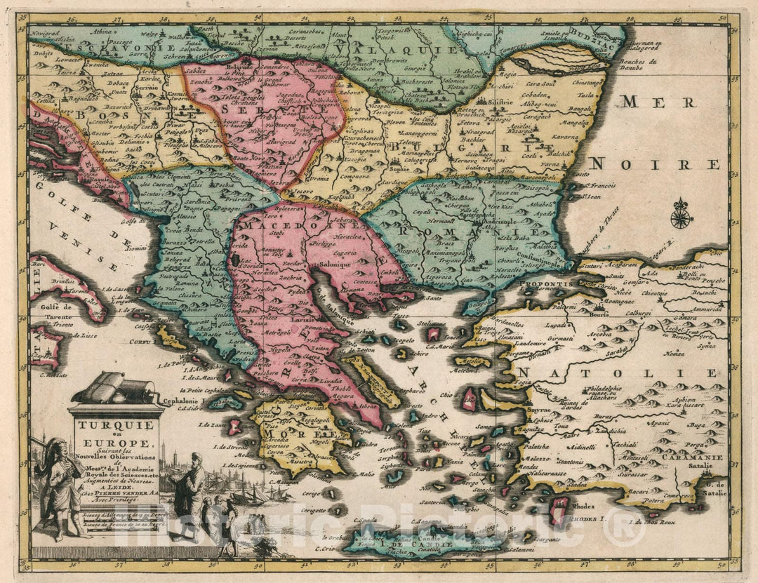 Historic Map : Turquie en Europe, 1714, Vintage Wall Art