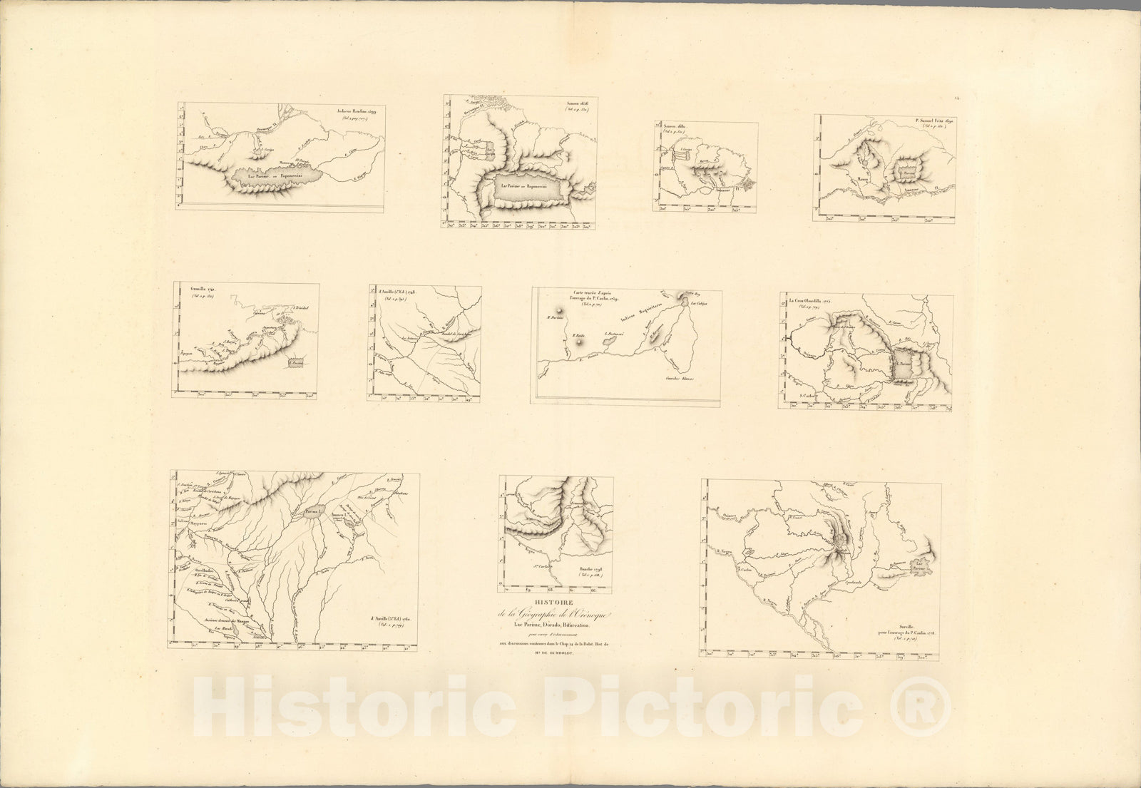 Historic Map : XIV. Histoire de la Geographie de l'Orenoque et du Dorado., 1778, Vintage Wall Art