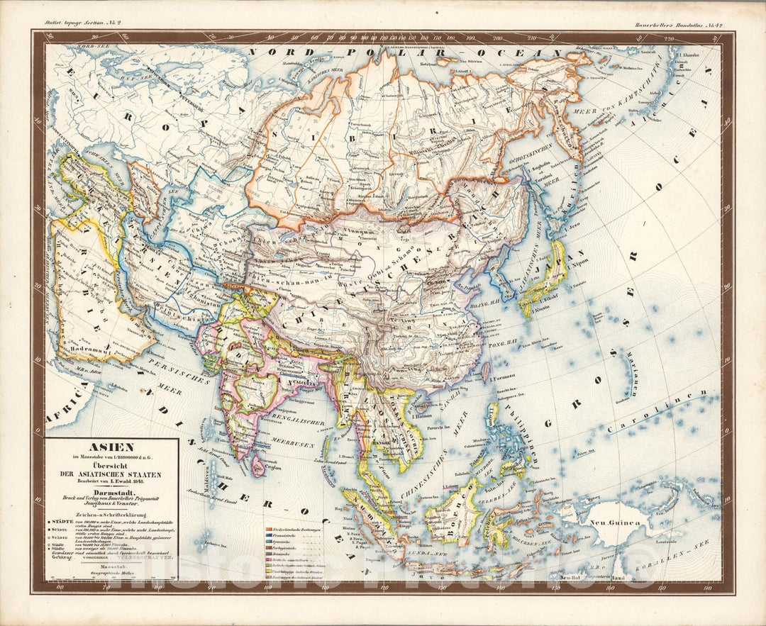 Historic Map : No. 42. Asien ... Uebersicht der Asiatischen Staaten., 1848, Vintage Wall Art