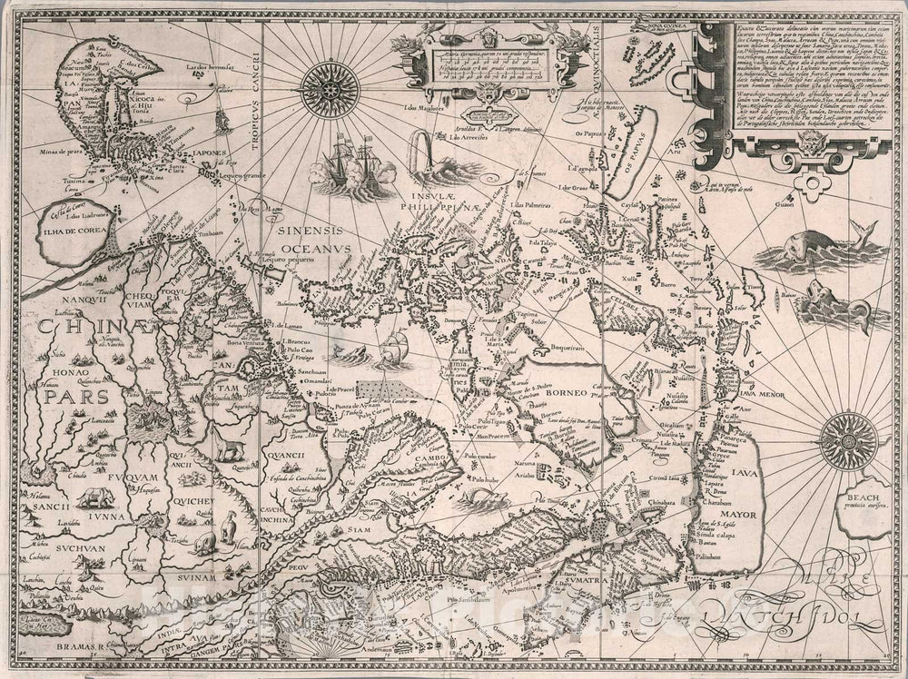 Historic Map : East Asia. Exacta & accurata delineatio ... China, Cauchinchina ...., 1595, Vintage Wall Art