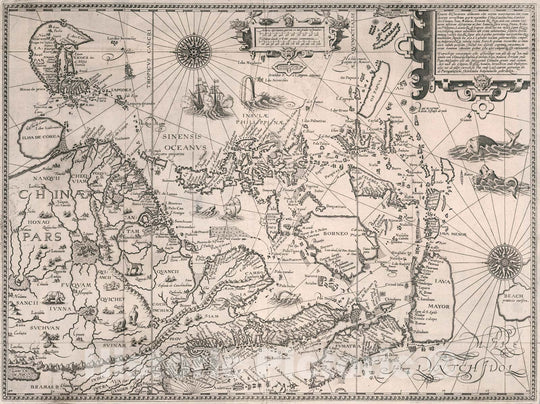 Historic Map : East Asia. Exacta & accurata delineatio ... China, Cauchinchina ...., 1595, Vintage Wall Art