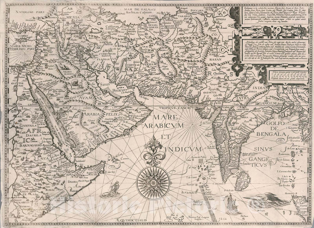 Historic Map : Southwest Asia. Definiantur in hac tabula, Orae maritimae Abexie, freri Mecani al Maris Rubri Arabiae ...., 1595, Vintage Wall Art