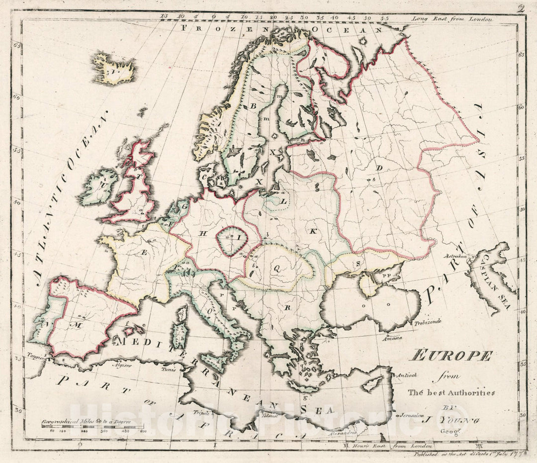 Historic Map : Europe from the best authorities, 1778, Vintage Wall Art