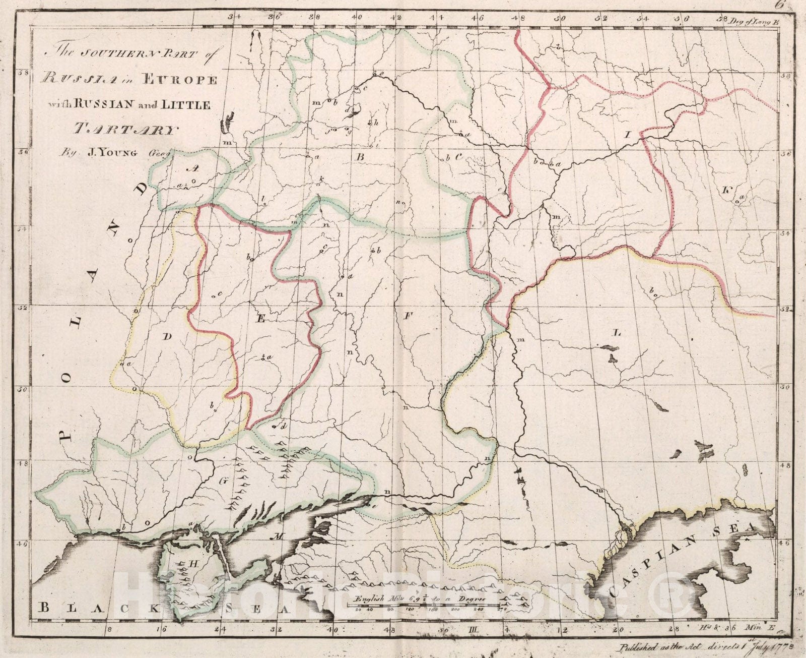 Historic Map : The Southern part of Russia in Europe with Russian and little Tartary, 1778, Vintage Wall Art