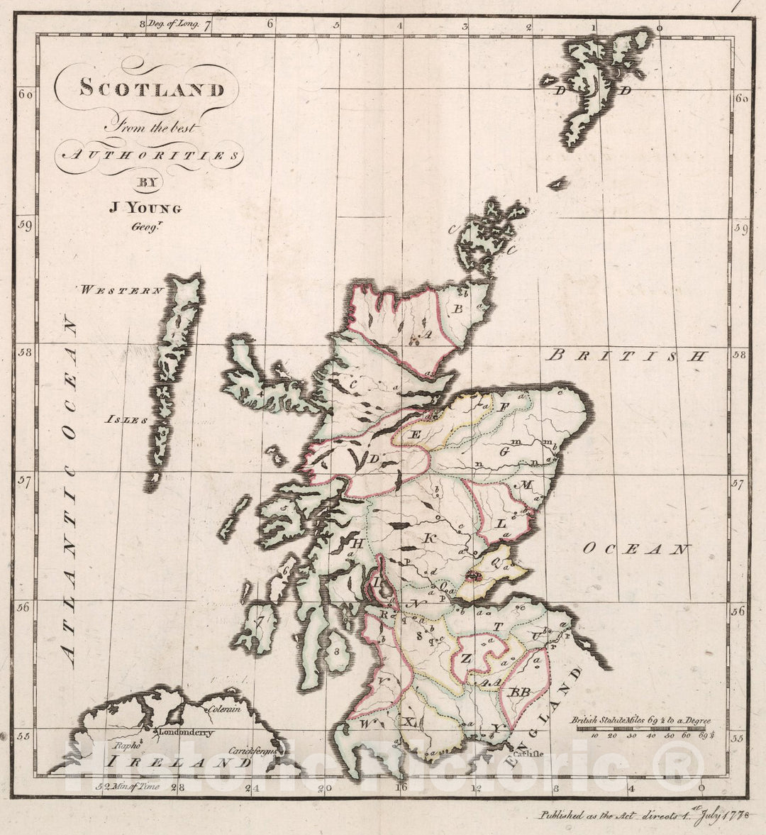 Historic Map : Scotland, 1778, Vintage Wall Art