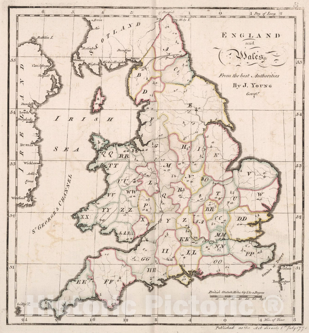 Historic Map : England and Wales, 1778, Vintage Wall Art