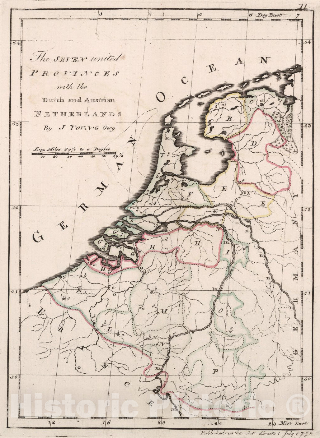 Historic Map : The seven United Provinces with the Dutch and Austrian Netherlands, 1778, Vintage Wall Art