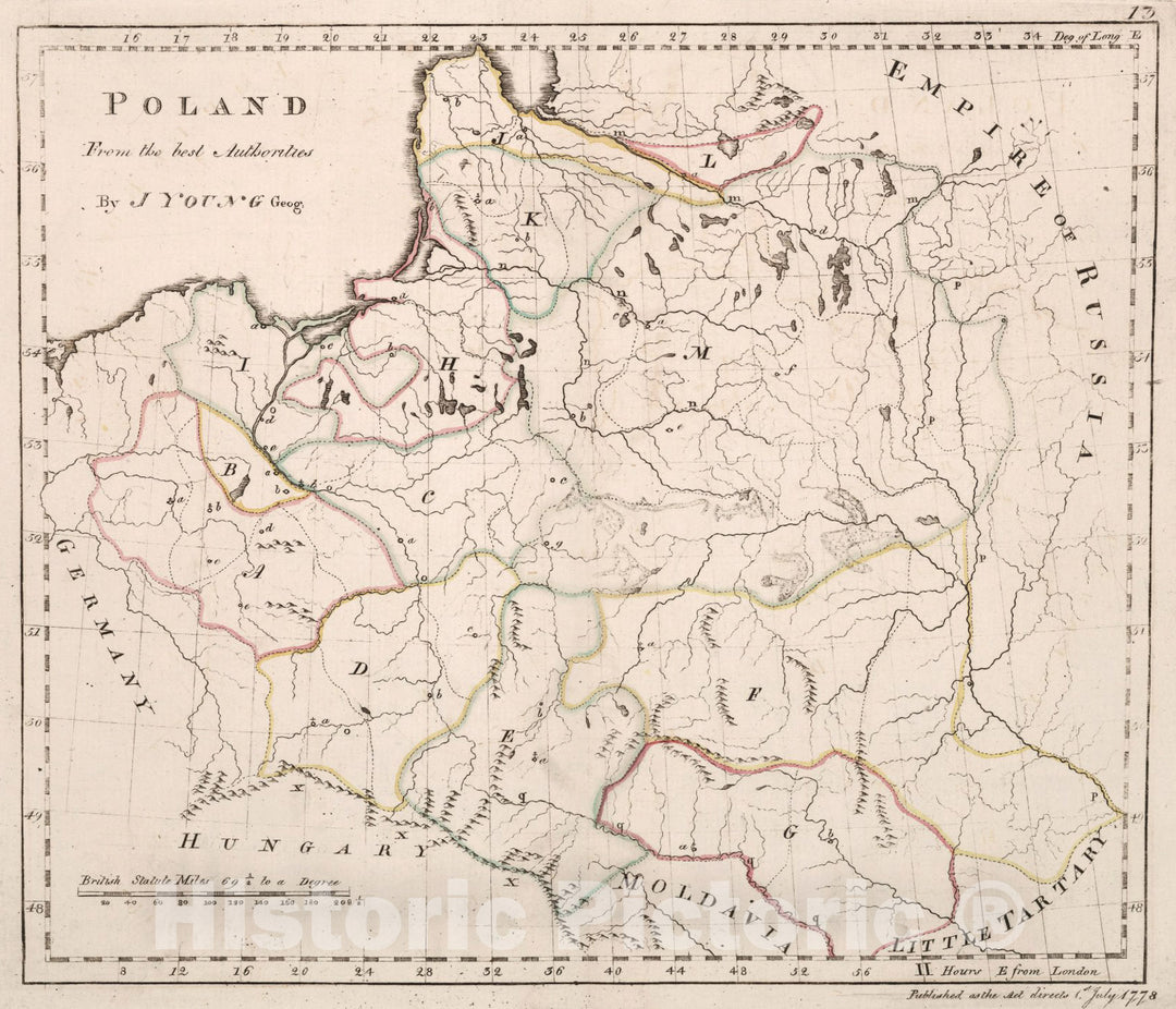 Historic Map : Poland, 1778, Vintage Wall Art