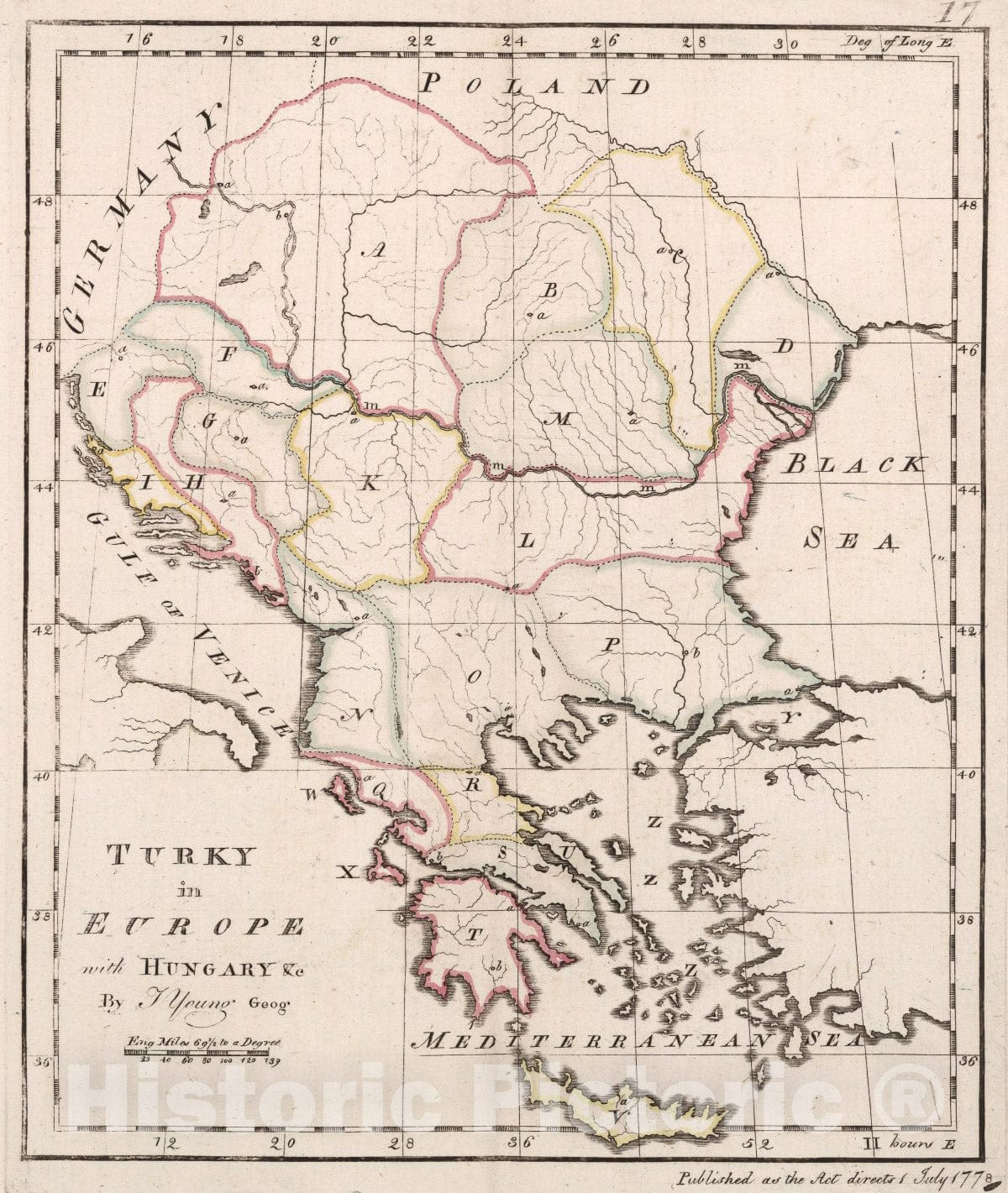 Historic Map : Turkey in Europe with Hungary &c., 1778, Vintage Wall Art