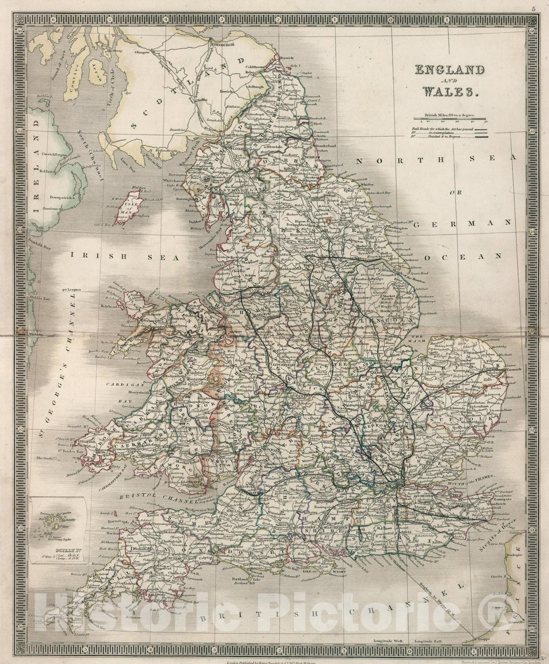 Historic Map : England and Wales, 1836, Vintage Wall Art