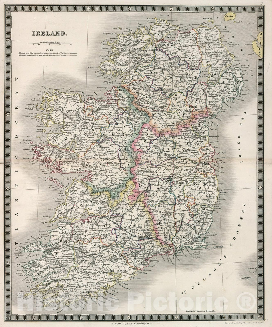 Historic Map : Ireland, 1836, Vintage Wall Art